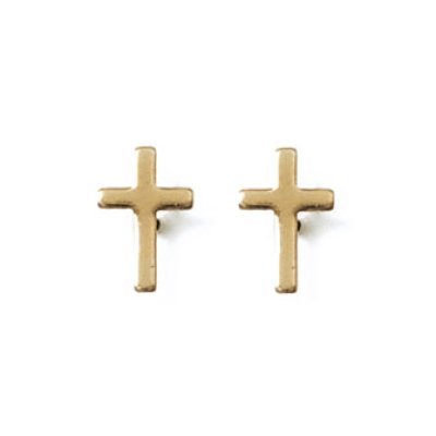 Boucles d'oreilles plaqué or 750 croix religieuse chrétienne catholique