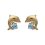 Boucles d'oreilles dauphins puces enfant Plaqué Or et Cristal bleu 10mm x 8mm