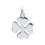 Pendentif argent massif 925 rhodié Trèfle à quatre feuilles 12mm x 12mm