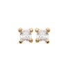 Boucles d'oreilles clous puces Plaqué Or 750 Zirconium carré 4 griffes 3 mm