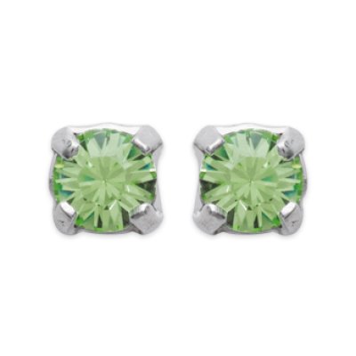 Boucles d'oreilles tige puces clous 3 mm - Lyna - argent massif - cristal vert