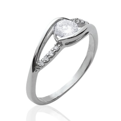 Bague argent massif 925 rhodié et oxyde de zirconium