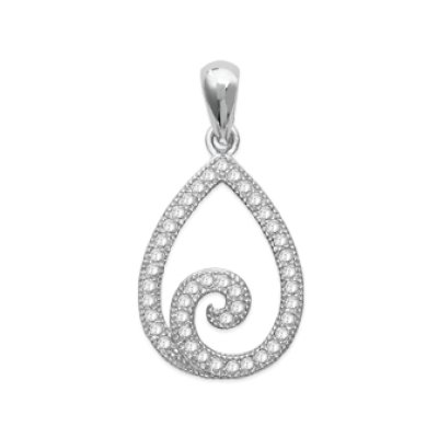 Pendentif argent massif 925 rhodié et oxyde de zirconium micro serti