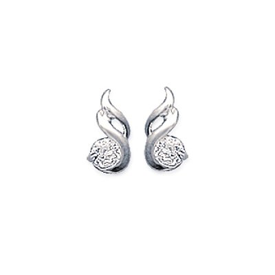 Boucles d'oreilles puces 9 mm tige clous - Mayar - argent 925 rhodié - zirconium