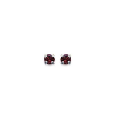 Boucles d'oreilles tige puces clous 2 mm - Anaïs - argent massif - cristal rouge