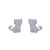 Boucles d'oreilles enfant puces petit chat tiges - Abby - argent rhodié - chaton