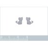 Boucles d'oreilles enfant puces petit chat tiges - Abby - argent rhodié - chaton