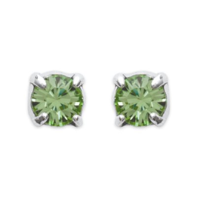 Boucles d'oreilles tige puces clous 2 mm - Julie - argent massif - cristal vert