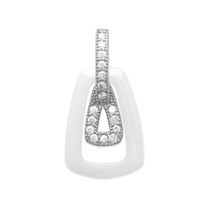 Pendentif argent massif 925 rhodié oxyde de zirconium et céramique