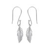 Boucles d'oreilles pendantes 38 mm dormeuses plume - Avril - argent 925 rhodié