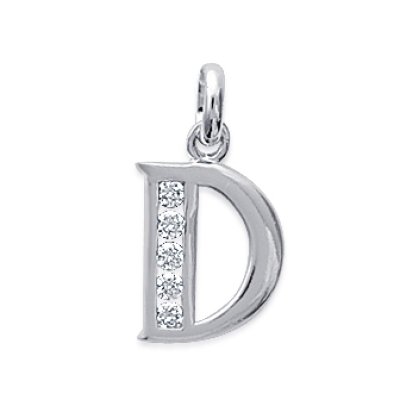 Pendentif argent massif 925 rhodié et oxyde de zirconium