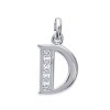 Pendentif femme Lettre "D" majuscule argent 925 rhodié et zircons 13mm