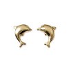 Boucles d'oreilles plaqué or 750 puces enfant dauphins 10mm x 7mm