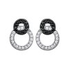 Boucles d'oreilles 15 mm - Paula - argent 925 rhodié - zircons noirs et blancs