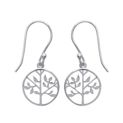 Boucles d'oreilles pendantes 30 mm arbre de vie - Tal - argent massif 925 rhodié