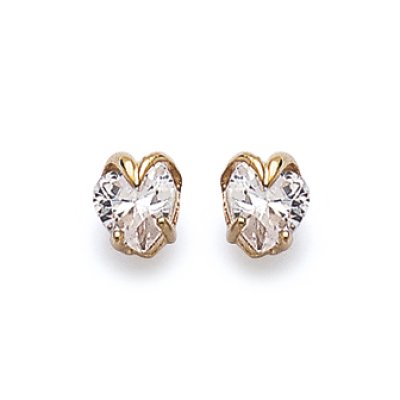 Boucles d'oreilles puces plaqué or 750 et oxyde de zirconium griffe contour