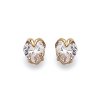 Boucles d'oreilles puces plaqué or 750 et oxyde de zirconium griffe contour