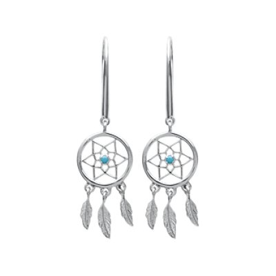 Boucles d'oreilles indiennes 42 mm - India - argent 925 rhodié - pierres bleues