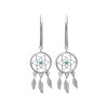 Boucles d'oreilles indiennes 42 mm - India - argent 925 rhodié - pierres bleues