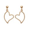 Boucles d'oreilles coeur pendantes plaqué or 750 tiges poussettes