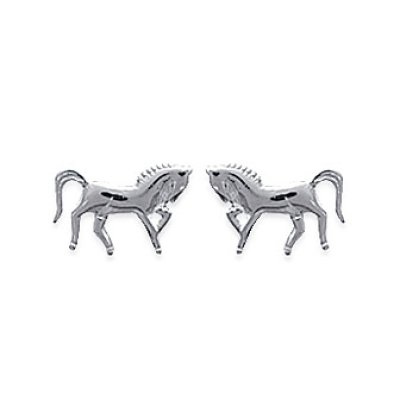 Boucles d'oreilles puces 6 mm cheval dressage - Nelly - argent massif 925 rhodié