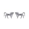 Boucles d'oreilles puces 6 mm cheval dressage - Nelly - argent massif 925 rhodié