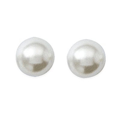 Boucles d'oreilles plaqué or 750 puces imitation perles blanches
