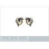 Boucles puces d'oreilles Plaqué Or bicolore et Pierre Saphir noir 10mm x 9mm