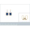 Boucles d'oreilles dormeuses Plaqué Or bicolore gros Zircon bleu 19mm x 9mm