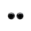 Boucles d'oreilles puces rondes 6 mm - Line - argent 925 rhodié - zirconium noir