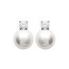 Boucles d'oreilles 11 mm - Alya - argent 925 rhodié - zircons - imitation perles