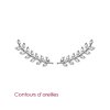 Contours d'oreilles 20 mm feuilles laurier - Imene - argent 925 rhodié - zircons