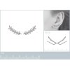 Contours d'oreilles 20 mm feuilles laurier - Imene - argent 925 rhodié - zircons