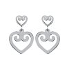 Boucles d'oreilles coeurs pendantes Acier inoxydable tiges poussettes