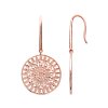 Boucles d'oreilles pendantes crochets filigrane rondes plaqué or 750 3 microns rose