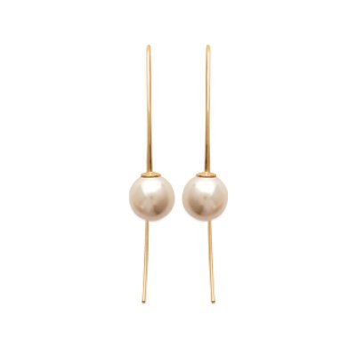 Boucles crochets d'oreilles plaqué or 750 imitation perles dorées