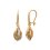 Boucles d'oreilles dormeuses pendantes Plaqué Or bicolore et Zircons 32mm x 6mm