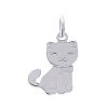 Pendentif argent massif 925 rhodié Petit Chaton Chat fille 15mm x 12mm