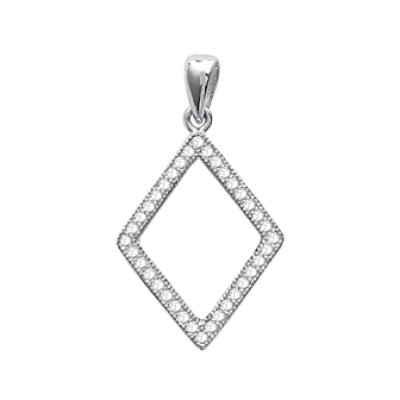 Pendentif argent massif 925 rhodié et oxyde de zirconium micro serti