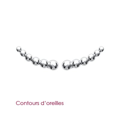 Boucles contours d'oreilles 20 mm boules - Maeva - argent massif 925/000 rhodié