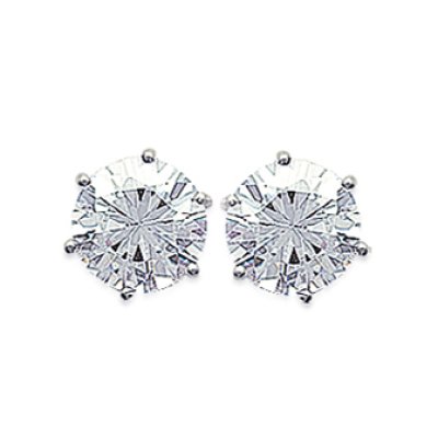 Puces d'oreilles 9 mm clous - Daphne - argent 925 rhodié - zircon transparent