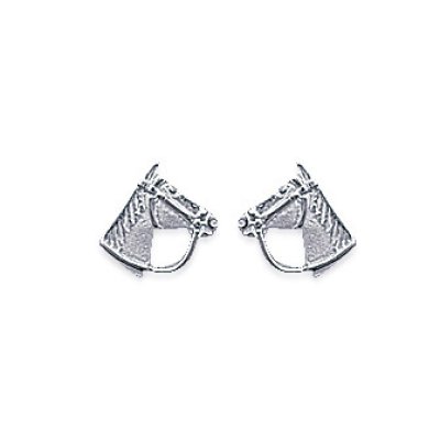 Boucles d'oreilles enfant puces 7 mm tête de cheval - Telma - argent 925 rhodié