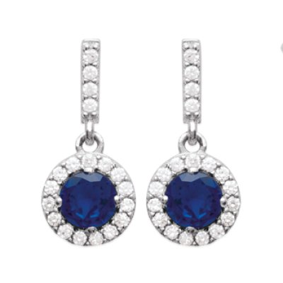 Boucles d'oreilles pendantes 14 mm - Tiana - argent 925 rhodié - zircon bleu