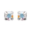 Boucles d'oreilles puces clous 4mm - Olivia - argent massif - cristal blanc