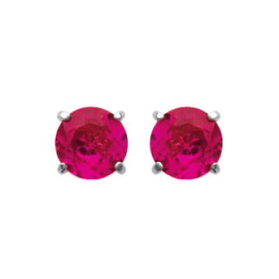 Boucles d'oreilles puces clous rondes pierre rose 5mm - Zoe - argent 925 rhodié