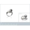 Bague argent massif 925 rhodié et imitation perles