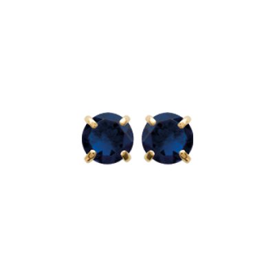 Boucles d'oreilles puces clous plaqué or pierre de synthèse bleue ronde