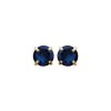 Boucles clous d'oreilles Plaqué Or Pierre de synthèse bleue 4 mm ronde 4 griffes