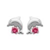 Boucles d'oreilles enfant puces dauphin 9 mm - Carry - argent 925 - cristal rose