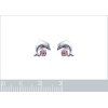 Boucles d'oreilles enfant puces dauphin 9 mm - Carry - argent 925 - cristal rose